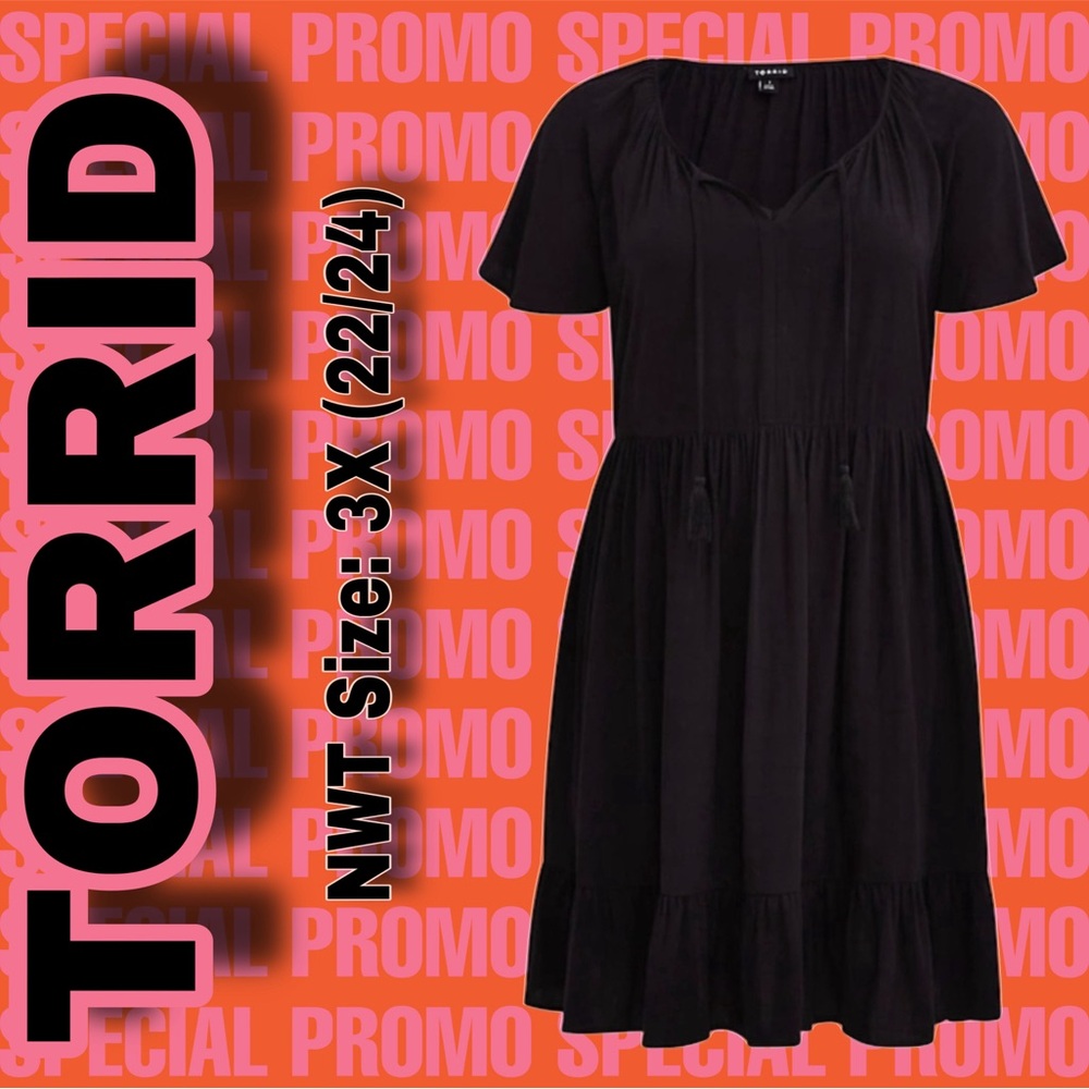 BLACK CROSSHATCH Size 3x (sz 2 22-24) BABYDOLL DRESS